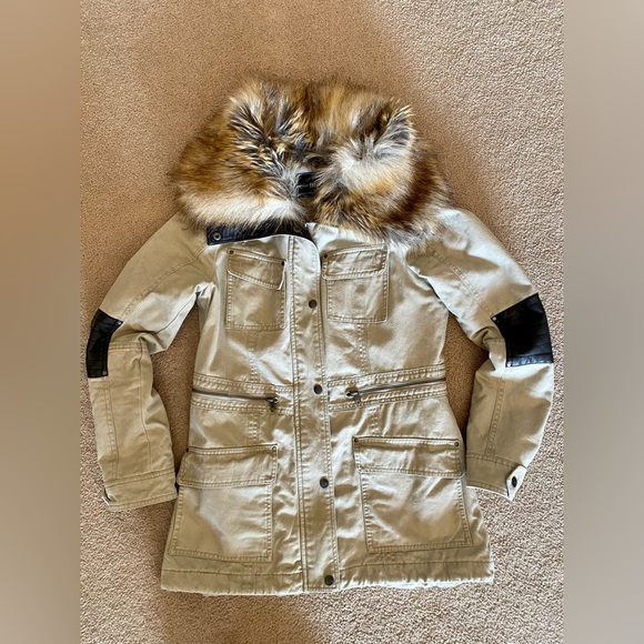 BNCI Utility Style Cargo Coat with Faux Fur - Picture 1 of 10